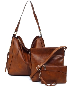 Fashion Side Zipper 3-in-1 Shoulder Bag Set PH301 TAN